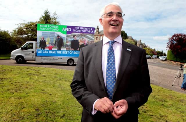 Alistair Darling helps launch the Better Together 'ad van' and claims he is still heading up the No campaign. Picture: Hemedia