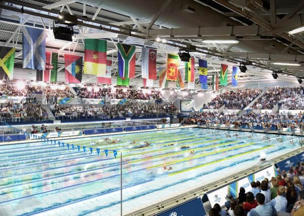 An artist's impression of the swimming stadium for the Glasgow Commonwealth Games 2014. Picture: PA