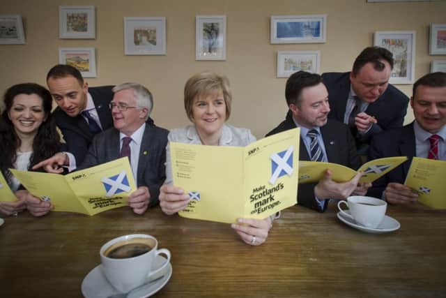 Deputy First Minister Nicola Sturgeon helps launch the SNP's European Election campaign. Picture: Steven Scott Taylor