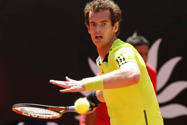 Andy Murray returns the ball to Marcel Granollers at the Rome Masters. Picture: AP
