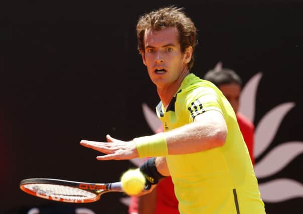 Andy Murray returns the ball to Marcel Granollers at the Rome Masters. Picture: AP