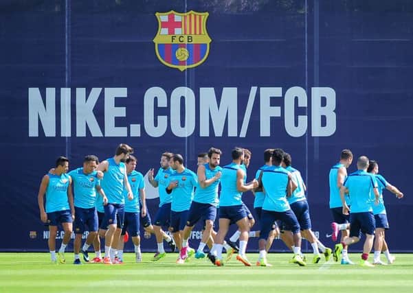 The Barcelona players gear up for tonights cataclysmic clash with Atletico Madrid. Picture: Demotix