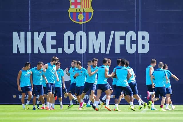 The Barcelona players gear up for tonights cataclysmic clash with Atletico Madrid. Picture: Demotix