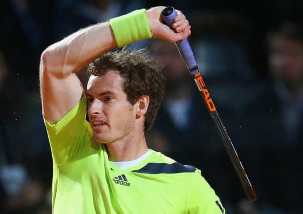 Andy Murray hits a return during his thrilling match against Rafa Nadal in Rome. Picture: Getty Images