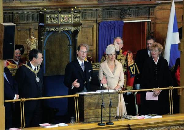 Lord High Commissioner Prince Edward and Sophie at the installation of John Chalmers. Picture: Neil Hanna