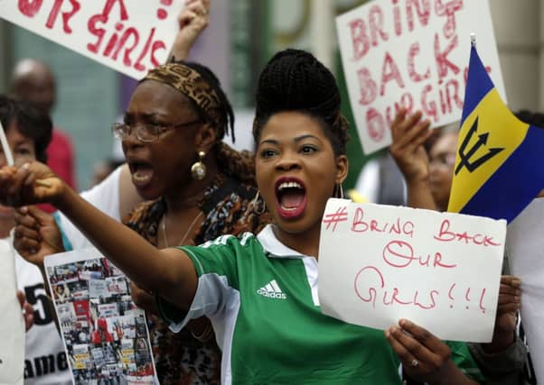 Demonstrators in London demand action to free girls. Picture: PA