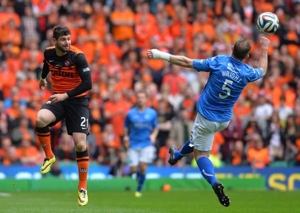 Nadir Ciftci and Frazer Wright battle it out during Saturdays Scottish Cup final. Picture: Getty