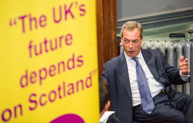 Ukip leader Nigel Farage on a visit to Edinburgh earlier this month. Picture: Ian Georgeson