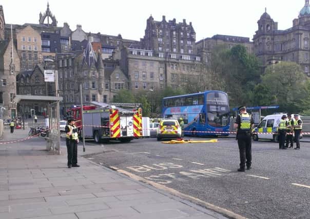 Police closed Waverley Bridge to all traffic and pedestrians after the accident. Pic: Kaye Nicholson