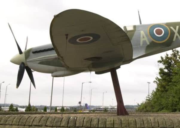 The replica Spitfire at the entrance to Edinburgh Airport. Picture: TSPL