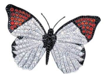 Fire Opal Butterfly Brooch