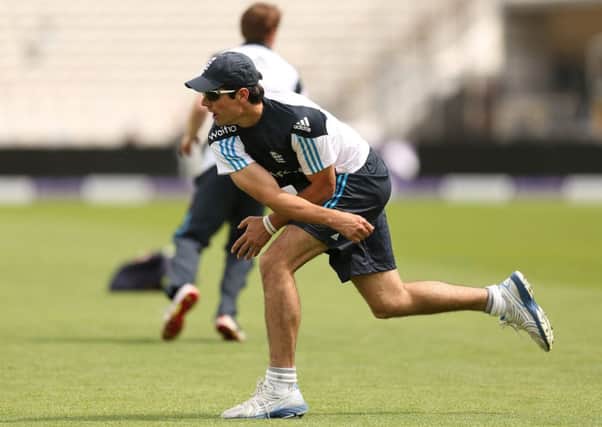 Alastair Cook warms up during the nets session at the Oval yesterday, as England prepare to face Sri Lanka again. Picture: Getty