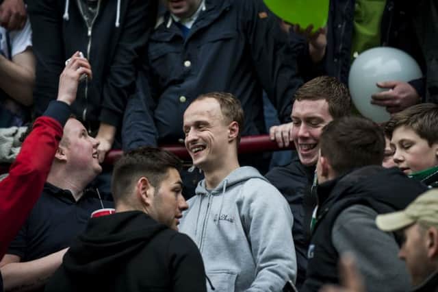 Griffiths was filmed in a pub full of Hibernian supporters before attending the Edinburgh derby at Tynecastle. Picture: Ian Georgeson