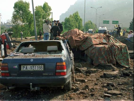 On this day in 1992 anti-Mafia judge Giovanni Falcone was killed when a bomb blew up a motorway outside Palermo in Sicily. Picture: AP