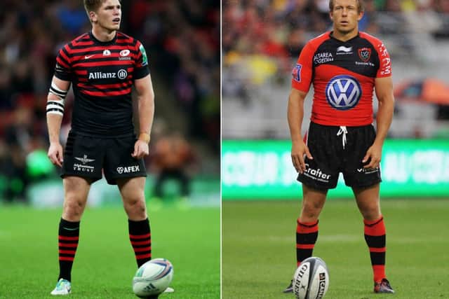 Saracens Owen Farrell, left, and Jonny Wilkinson of Toulon will face-off in Cardiff tomorrow. Picture: Getty