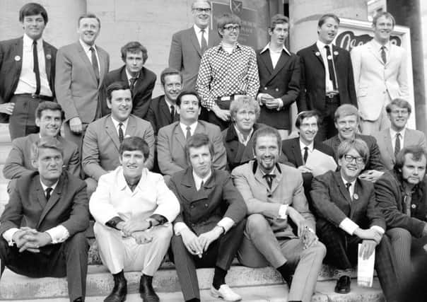 Chris Denning (middle row, second right) with the original Radio 1 line-up. Picture: PA
