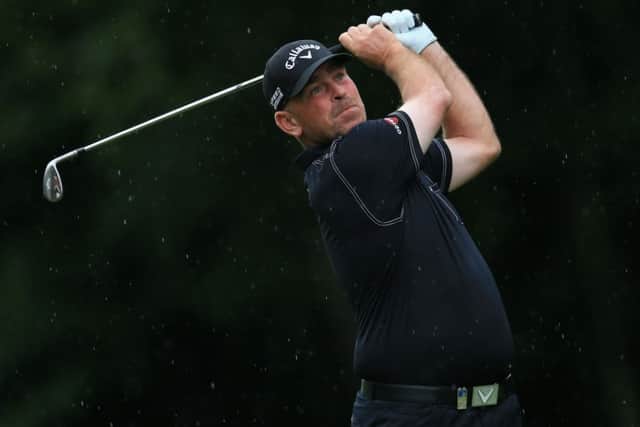 Thomas Bjorn plays a shot during his stunning opening round of 62 in the BMW PGA Championship at Wentworth. Picture: Getty