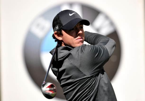 Rory McIlroy watches his drive at the PGA Championship at Wentworth. Picture: Getty