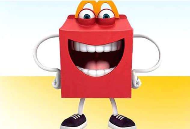 Happy the new mascot. One Twitter user asked: "Why is he in pain?" Picture: McDonalds