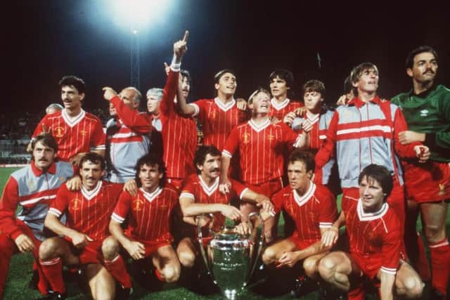 The triumphant Liverpool players with the European Cup in Rome 30 years ago. Picture: Allsport