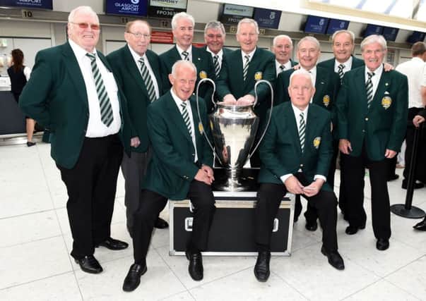 Celtics surviving Lisbon Lions meet up at Glasgow Airport. Picture: SNS