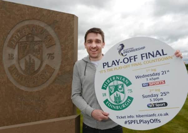 Paul Heffernan promoting the Scottish Premiership play-off final. Picture: Neil Hanna