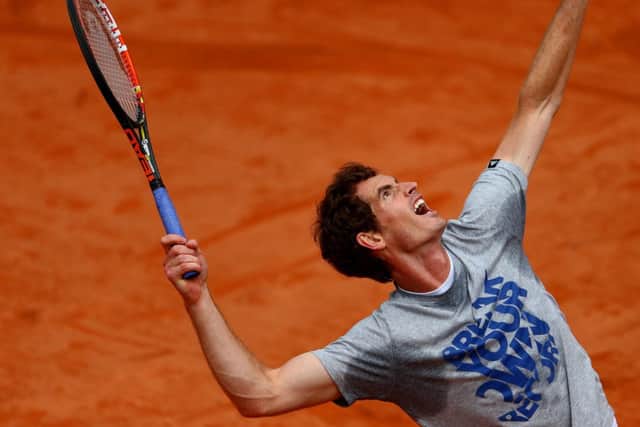 Andy Murray practises on the red dirt of Roland Garros. Picture: Getty Images