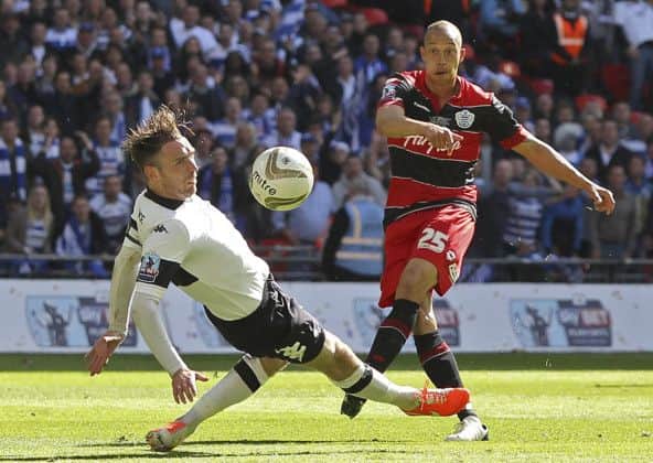 Queens Park Rangers Bobby Zamora scores his sides winning goal. Picture: John Walton