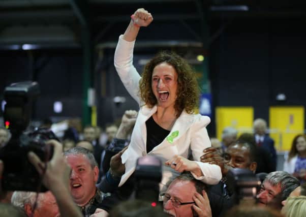 Sinn Fein's Lynn Boylan is elected as an MEP during European Parliamentary elections count at the RDS in Dublin. Picture: PA