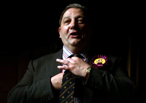 MEP David Coburn after the declaration at the City Chambers in Edinburgh. Picture: PA