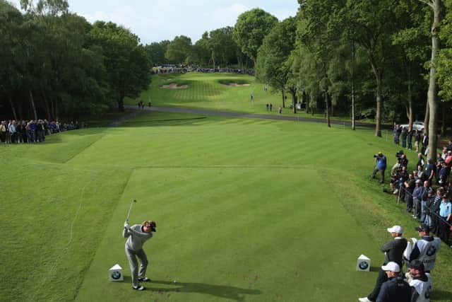 Miguel Angel Jimenez looks for a 'kestrel' at Wentworth. Picture: Getty