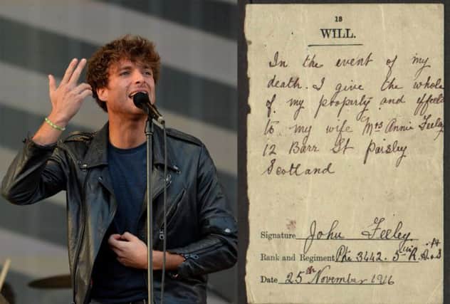 Paolo Nutini, left, and his great-great-grandfather's will. Pictures: PA