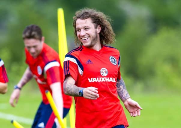 St Johnstone striker Stevie May looks relaxed during Scotland U21 training at Mar Hall. Picture: Craig Foy/SNS