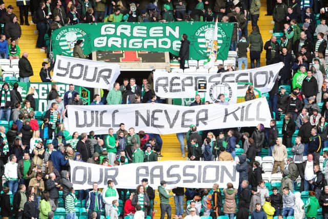 The Green Brigade section, pictured during a Celtic v Hibs match in April 2013. Picture: Ian Rutherford