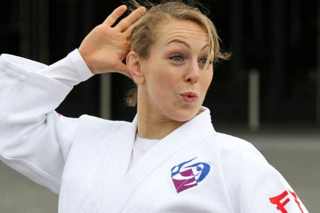Sally Conway plays up to the cameras during the announcement of the Scotland judo team. Picture: PA