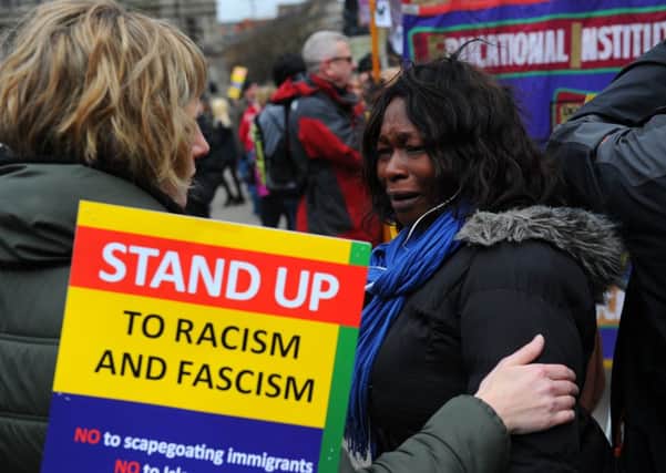An anti-racism protest in Glasgow's George Square last March. One in four Scots had admitted to racial prejudice in a new survey. Picture: Robert Perry