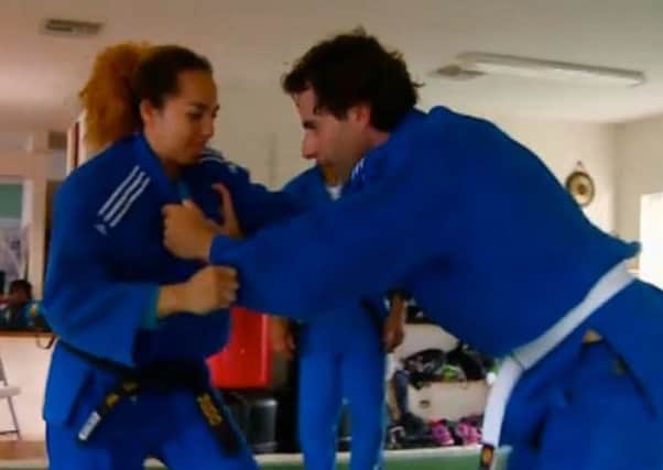 Cynthia Rahming shows Mark Beaumont a thing or two about judo