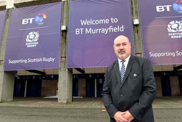 SRU chief executive Mark Dodson at Murrayfield. Pic: SNS Group/SRU. Below is Iain Milne