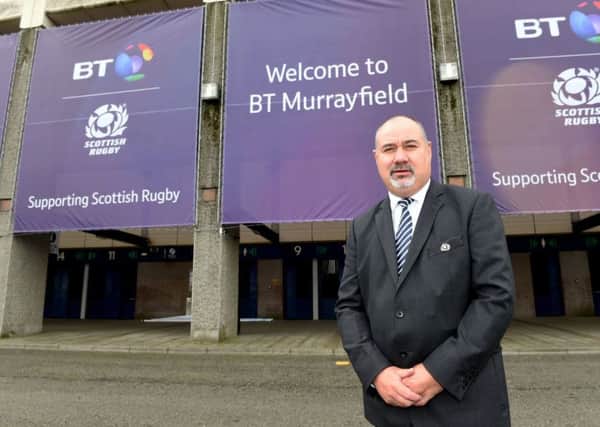 SRU chief executive Mark Dodson at Murrayfield. Pic: SNS Group/SRU. Below is Iain Milne