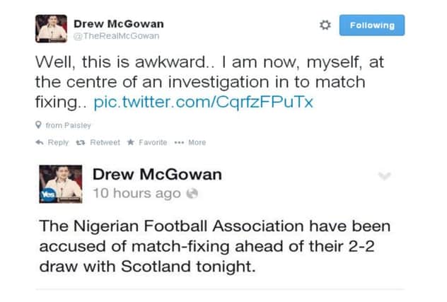 Drew McGowan's tweets. Picture: twitter.com/therealmcgowan