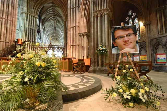 A photo of Stephen Sutton stands in Lichfield Cathedral as part of a twoday vigil. Picture: PA Wire