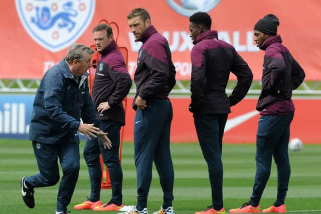 Roy Hodgson with England strikers Wayne Rooney, Rickie Lambert, Danny Welbeck and Daniel Sturridge. Picture: AP