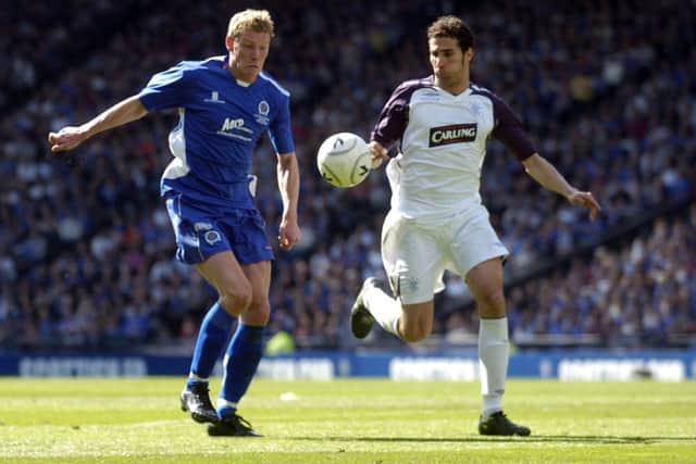 Carlos Cuellar (R) in action for Rangers in the 2008 Scottish Cup final. Picture: Jane Barlow