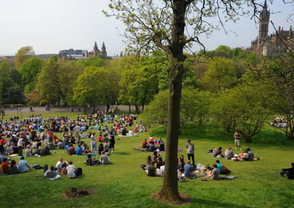 The woman fled from her attacker in the city's Kelvingrove Park. Picture: TSPL