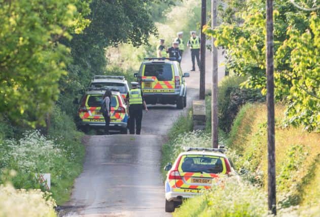 Police at the scene of the crash in Little Swinton. Picture: Ian Georgeson