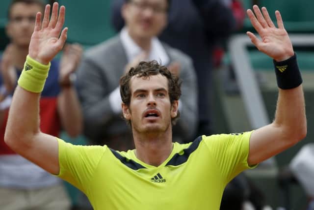 Andy Murray celebrates victory in the third round of the French Open. Picture: Getty
