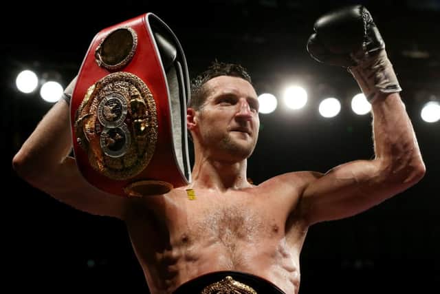 Carl Froch retained his IBF and WBA super-middleweight titles after knocking out George Groves. Picture: Getty