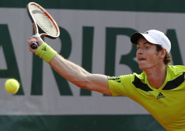 Andy Murray returns the ball during the fourth round match of the French Open against  Fernando Verdasco. Picture: AP