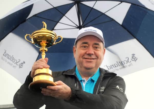 First Minister Alex Salmond is pictured with the Ryder Cup. Picture: Jane Barlow