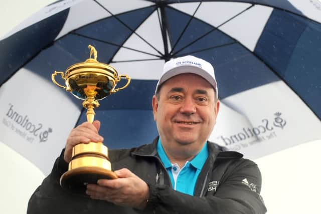 First Minister Alex Salmond is pictured with the Ryder Cup. Picture: Jane Barlow